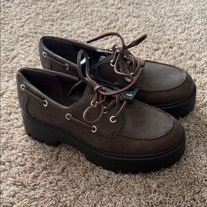 Brown Faux Leather Women's Shoes